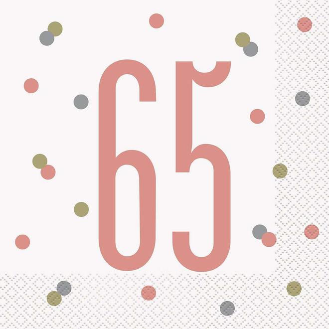 Glitz Rose Gold Luncheon Napkins 16ct - Age 65