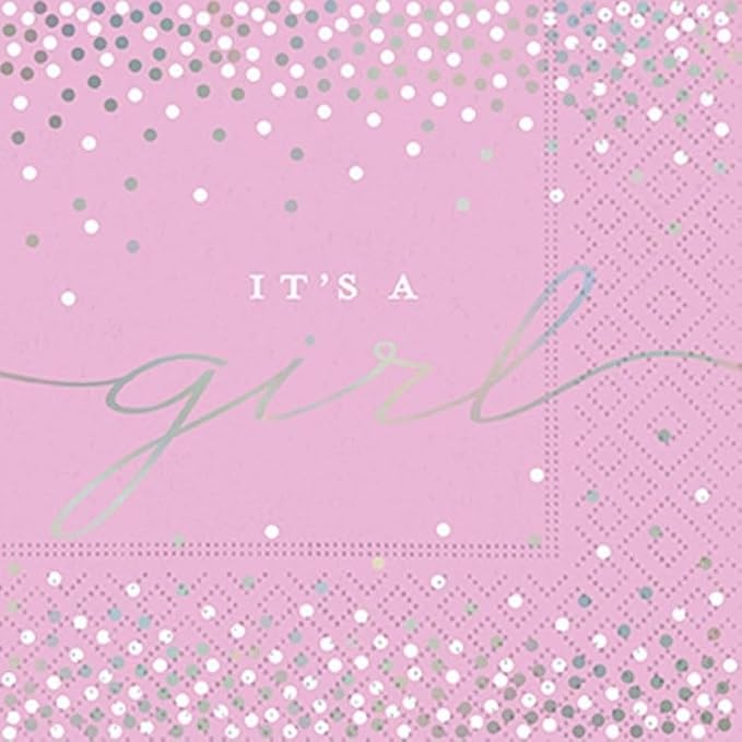 DESIGN DESIGN It's A Girl Beverage Napkin, Party Supplies