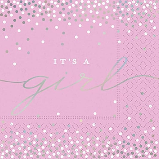 DESIGN DESIGN It's A Girl Beverage Napkin, Party Supplies