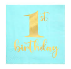 1st Birthday Premium Blue Hot Stamped Luncheon Napkins