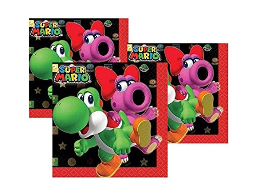 Super Mario Bros Beverage Napkins 16 Pack