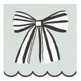 Scalloped Cocktail Napkins - Green Bow