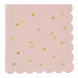 Scalloped Cocktail Napkins - Gold Foil Hearts