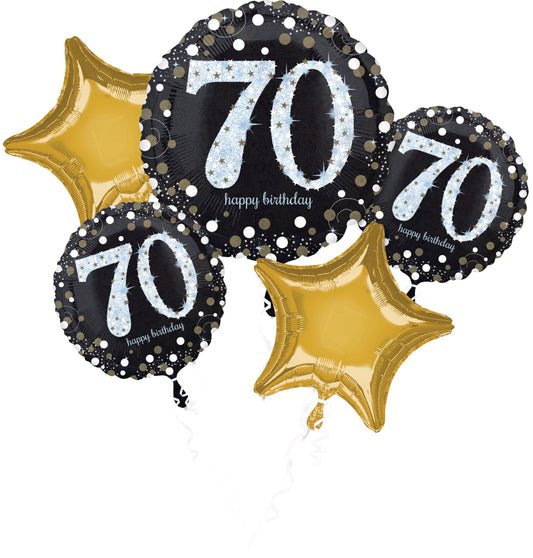 70 Black and Gold Foil Balloon Bouquet