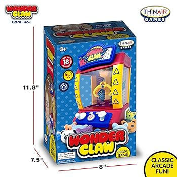 Thin Air Brands Wonder Claw Machine Crane Game for Kids - Arcade Style with 9 Stuffed Animal Prizes and 9 Balls, Sound Effects - Perfect Birthday Surprise Toy Grabber Arcade Game