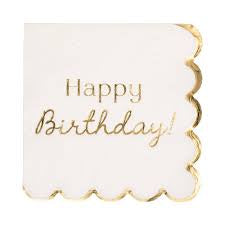 Gold Happy Birthday Cocktail napkin