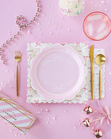 PINK MULTI BOWS PAPER PLATE
