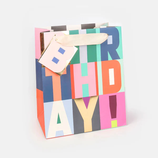 Happy birthday block gift bag - small