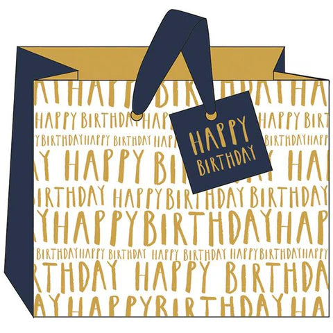 Medium white happy birthday gift bag