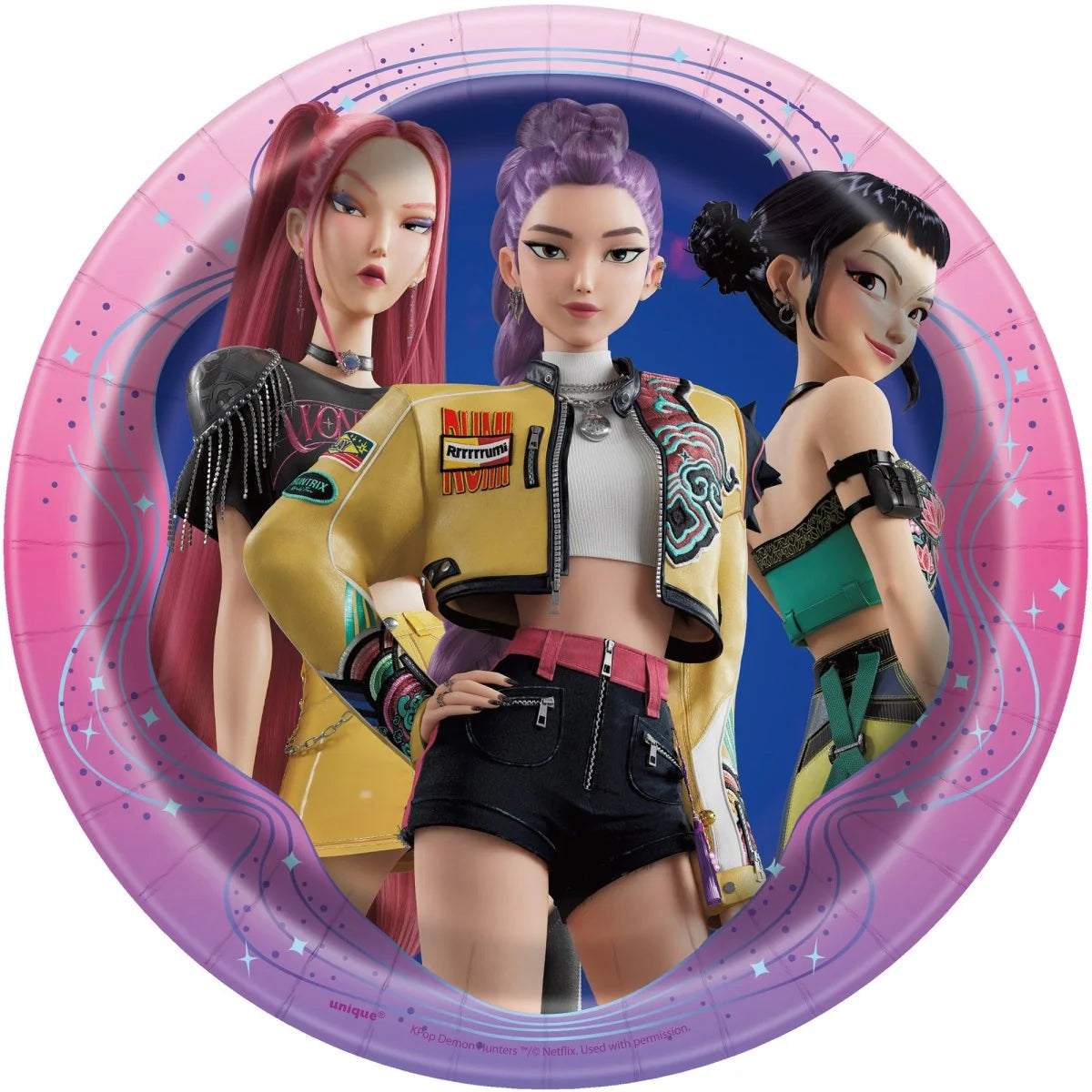 Kpop Demon Hunter Small Round Dessert Paper Plates, 7 Inches, 8 Count