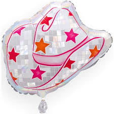 Disco country hat foil balloon