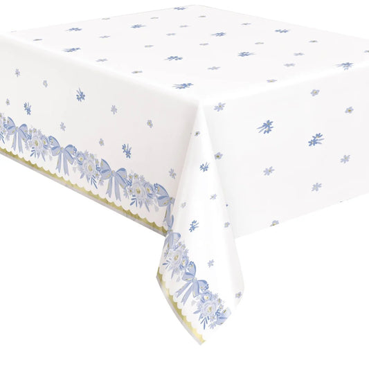 Dainty Bows Rectangular Plastic Table Cover, 54 x 84 Inches, 1 Count