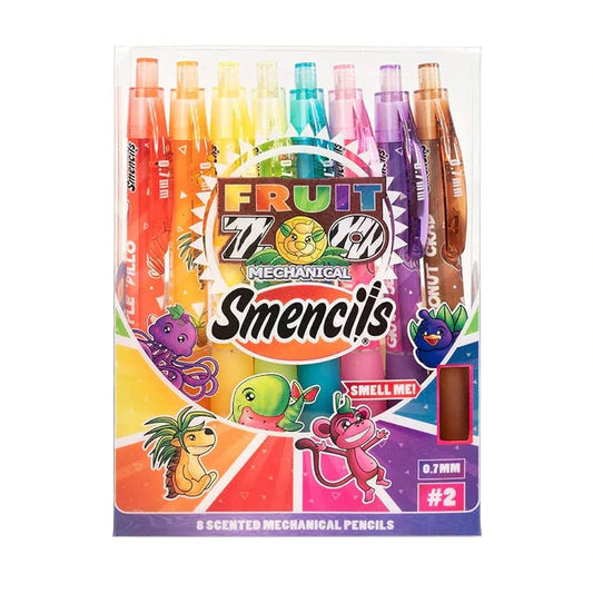 Mechanical Smencils - Patented Gourmet Scented Mechanical Pencils, 8 Count, Medium Point (0.7mm) (Fruit Zoo)