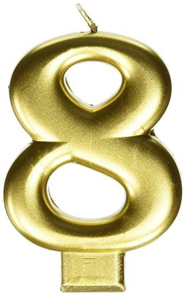 Gold Number 8 Candle