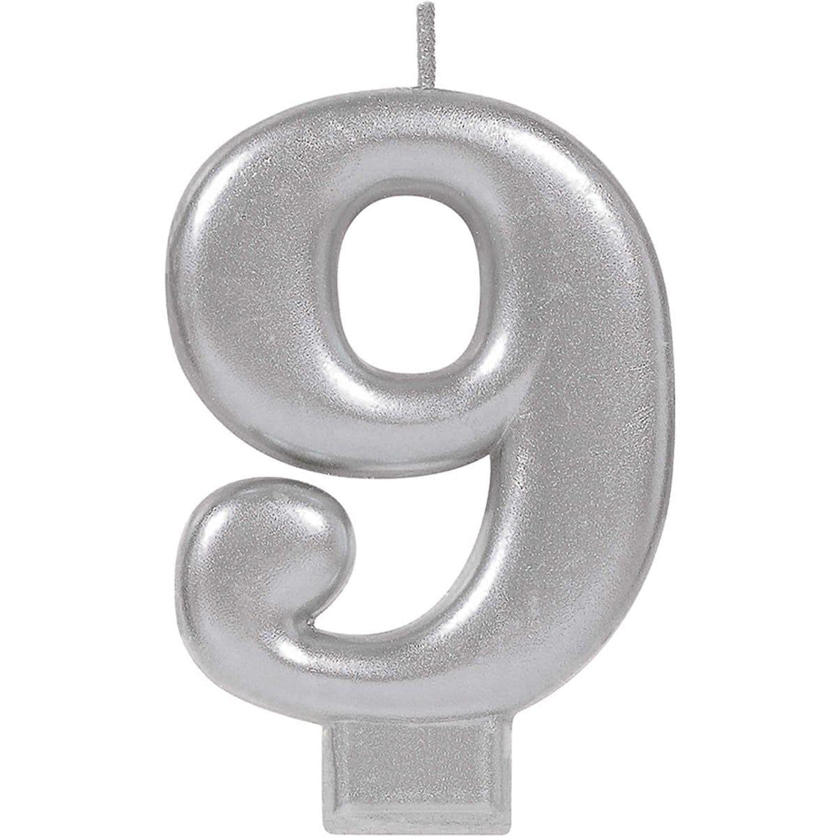 Silver number 9 candle