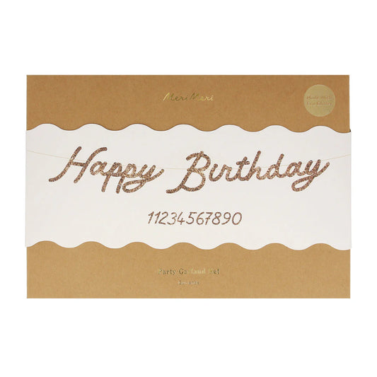 Gold glitter happy birthday garland