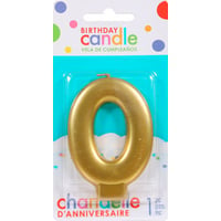 Number 0 metallic gold candle