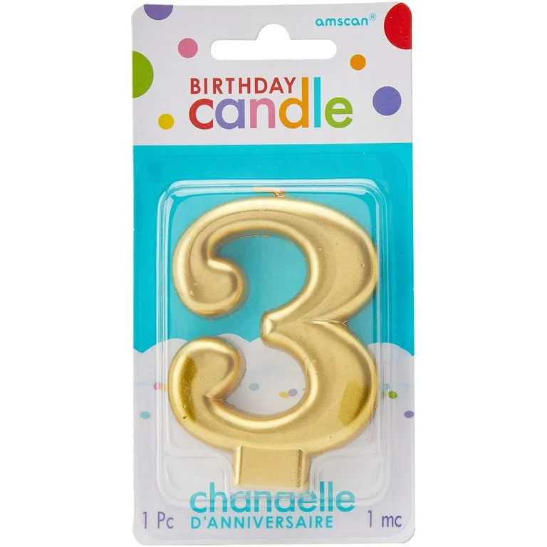 Number 3 metallic candle