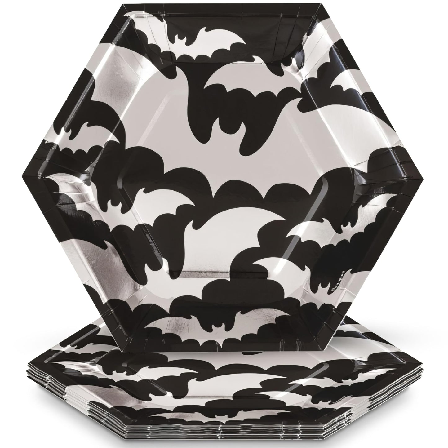 Silver bats Halloween plates 8pcs