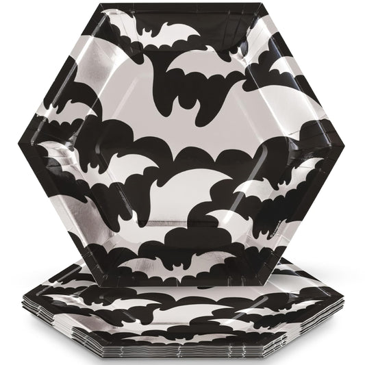 Silver bat Halloween dessert plate