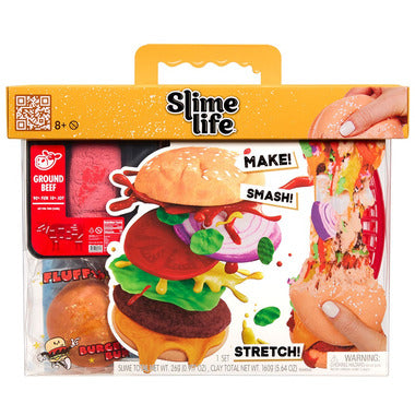 Slime Life Cheeseburger DIY Slime Kit, Make, Smash, and Stretch Your Food, Ages 8+