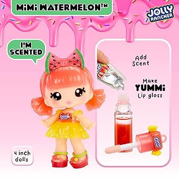 Yummiland x Licensed Sweets Lip Gloss Doll: JOLLY RANCHER Includes DIY Lip Gloss + Removable Keychain, Cosmetic Play, Collectible, Ages 4+