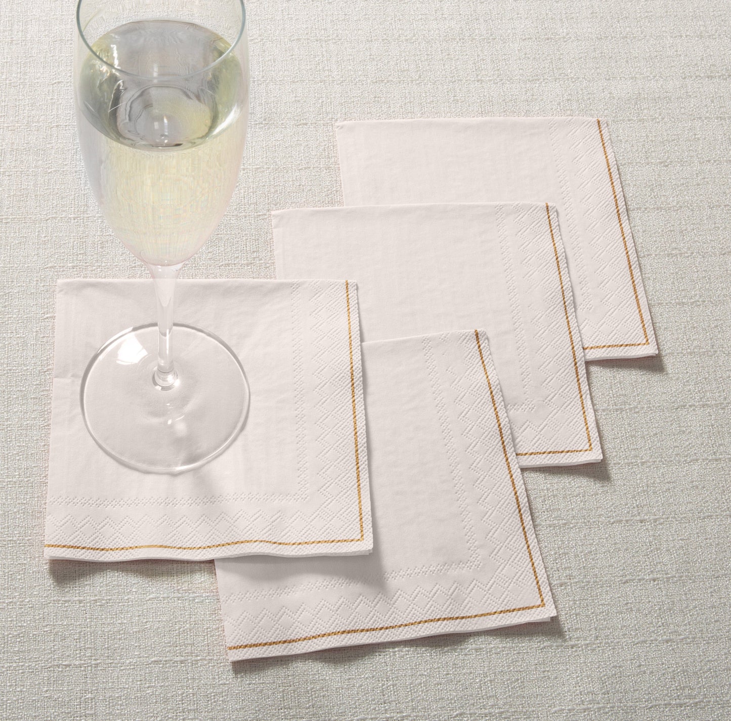 Linen with Gold Stripe Paper Cocktail Napkins | 20 Napkins