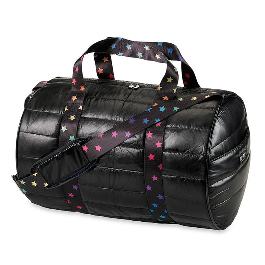 Black Puffer Duffle Scatter Star Straps