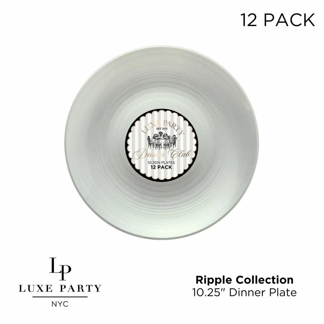 Round 10.25" Ripple White Dinner Plastic Plates | 12 Plates