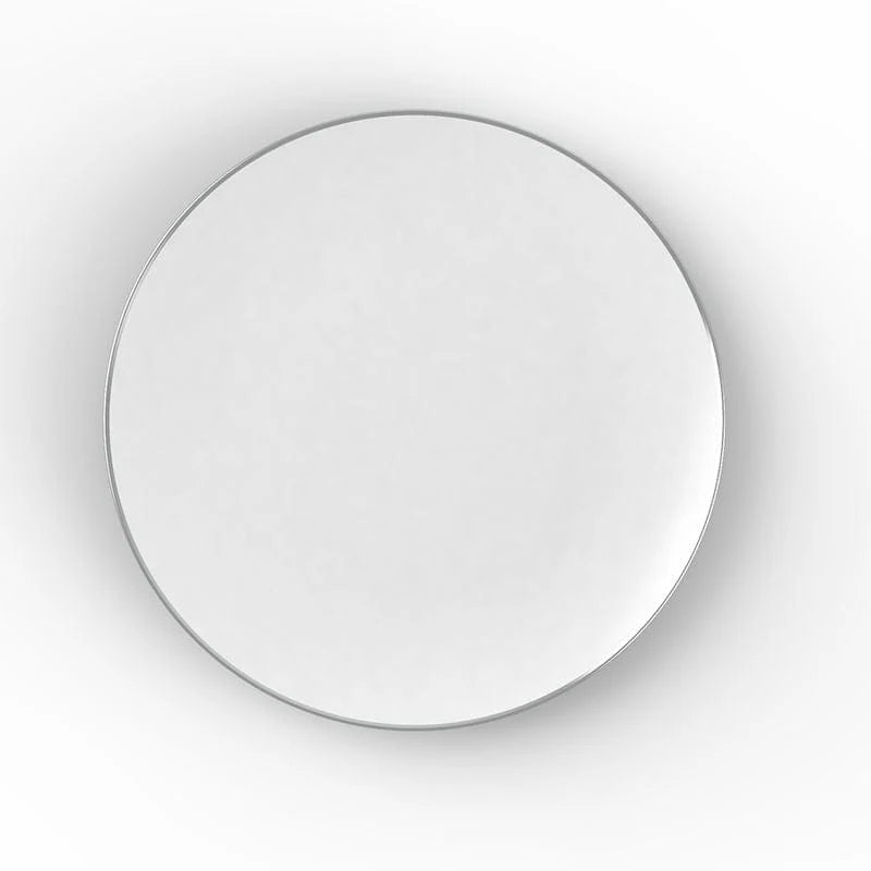 White and Silver Round Appetizer Plastic Plates | 10 Pack