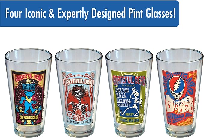 Grateful Dead Tour Pint Glasses (Pack of 4)