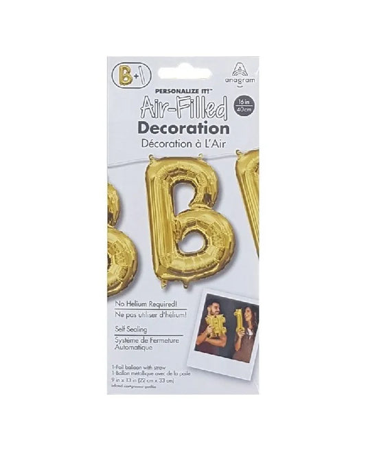 Air filled decoration letter B - gold