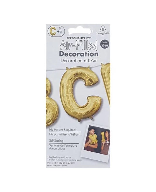 Air filled decoration letter C - gold