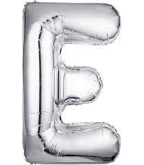 Air filled decoration letter E-silver