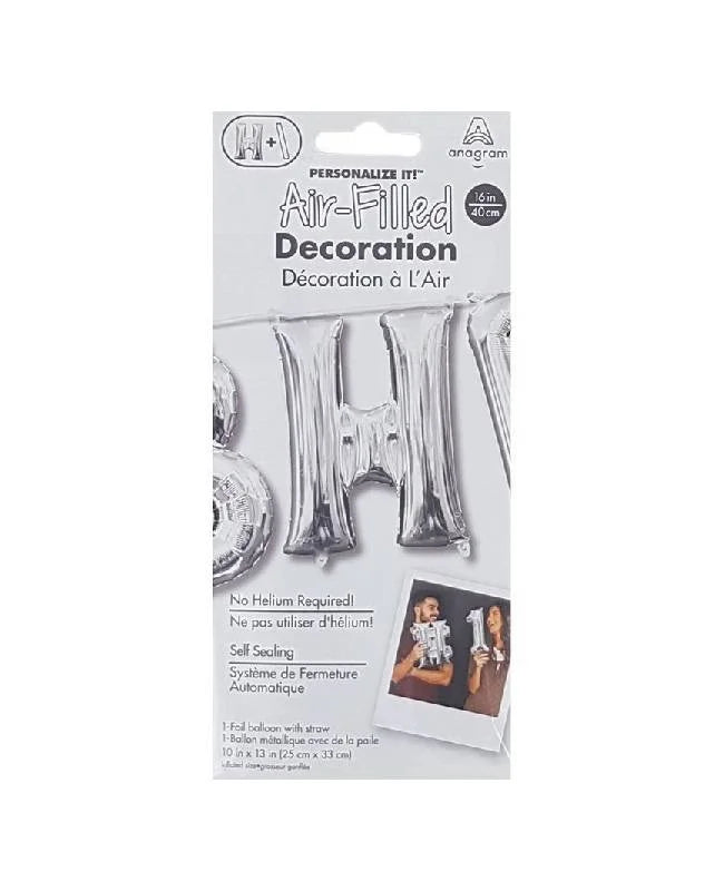 Air filled decoration letter H- silver