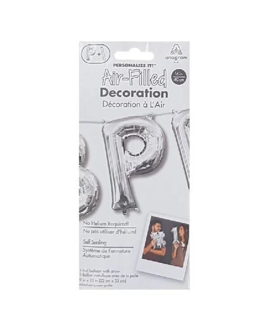 Air filled decoration letter P - silver