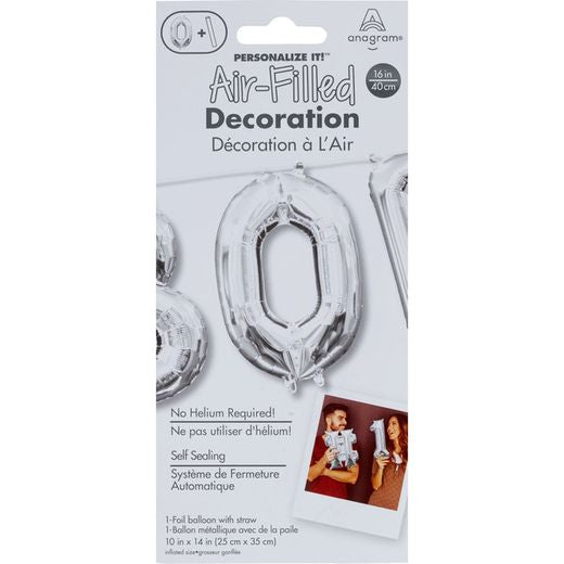 Air filled decoration letter O - silver