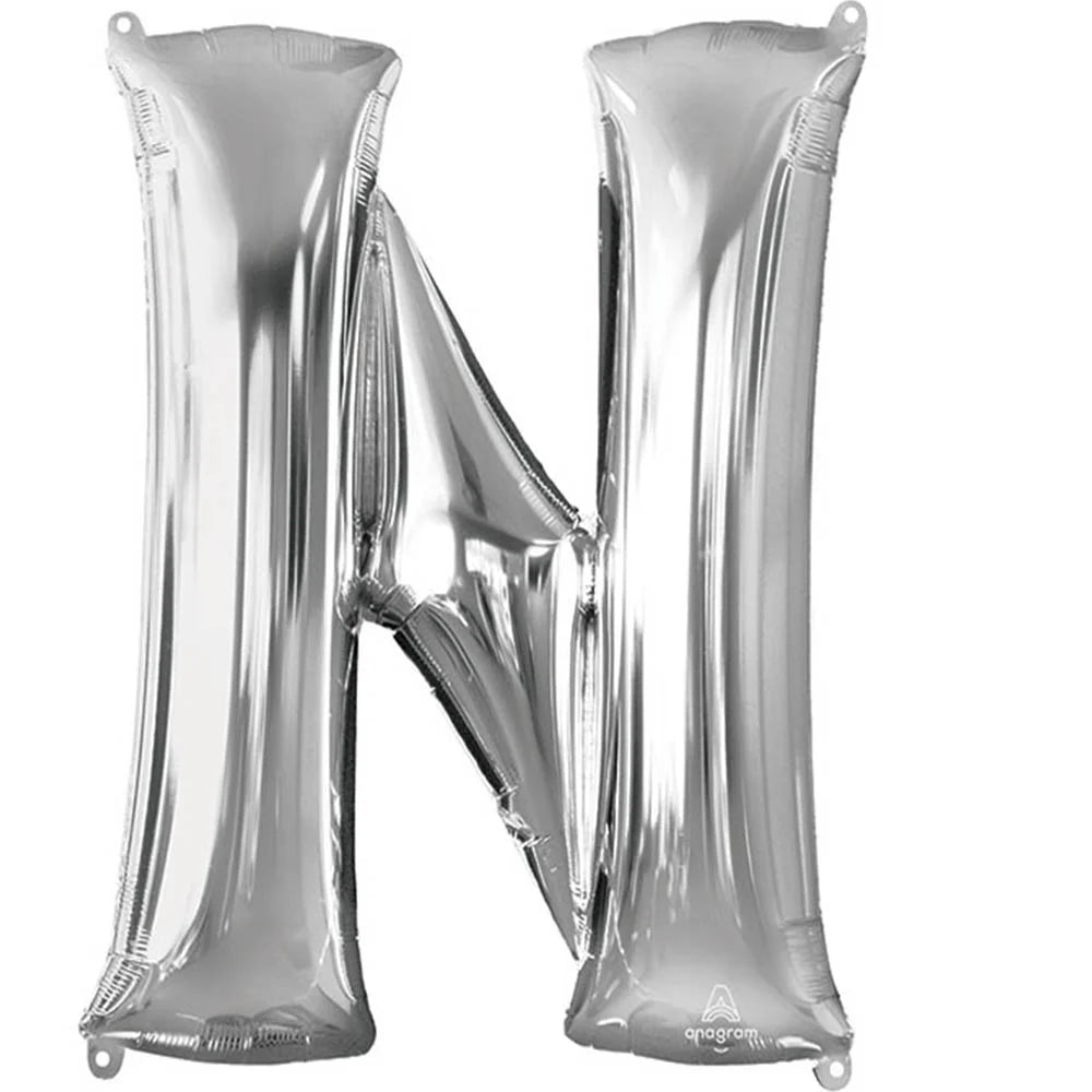 Air filled decoration letter N - silver