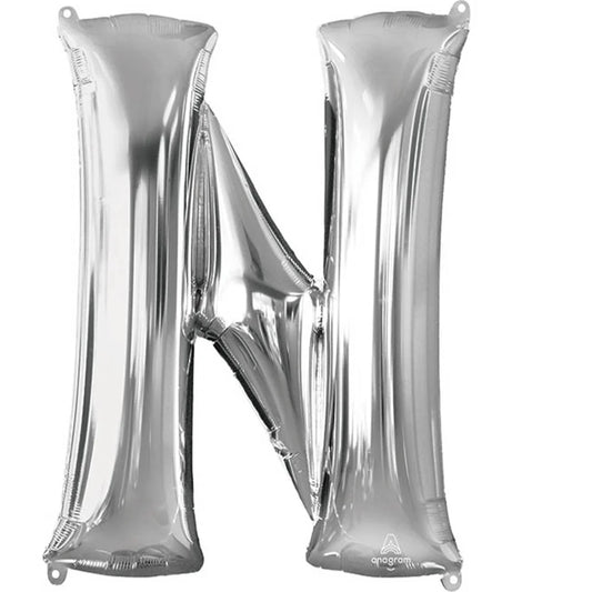 Air filled decoration letter N - silver
