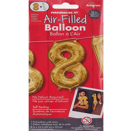 Air filled decoration number 8- gold