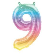 Air filled decoration number 9 -rainbow