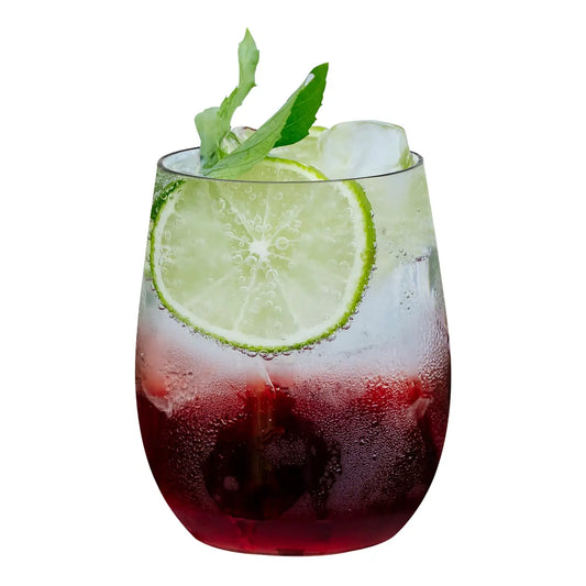 12 oz. Clear Elegant Stemless Plastic Wine Glasses - 16 Pcs