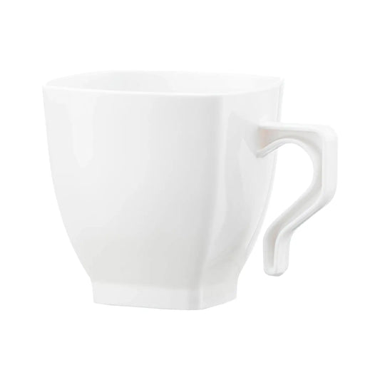 8 oz. White Square Plastic Coffee Mugs - 8 Pcs