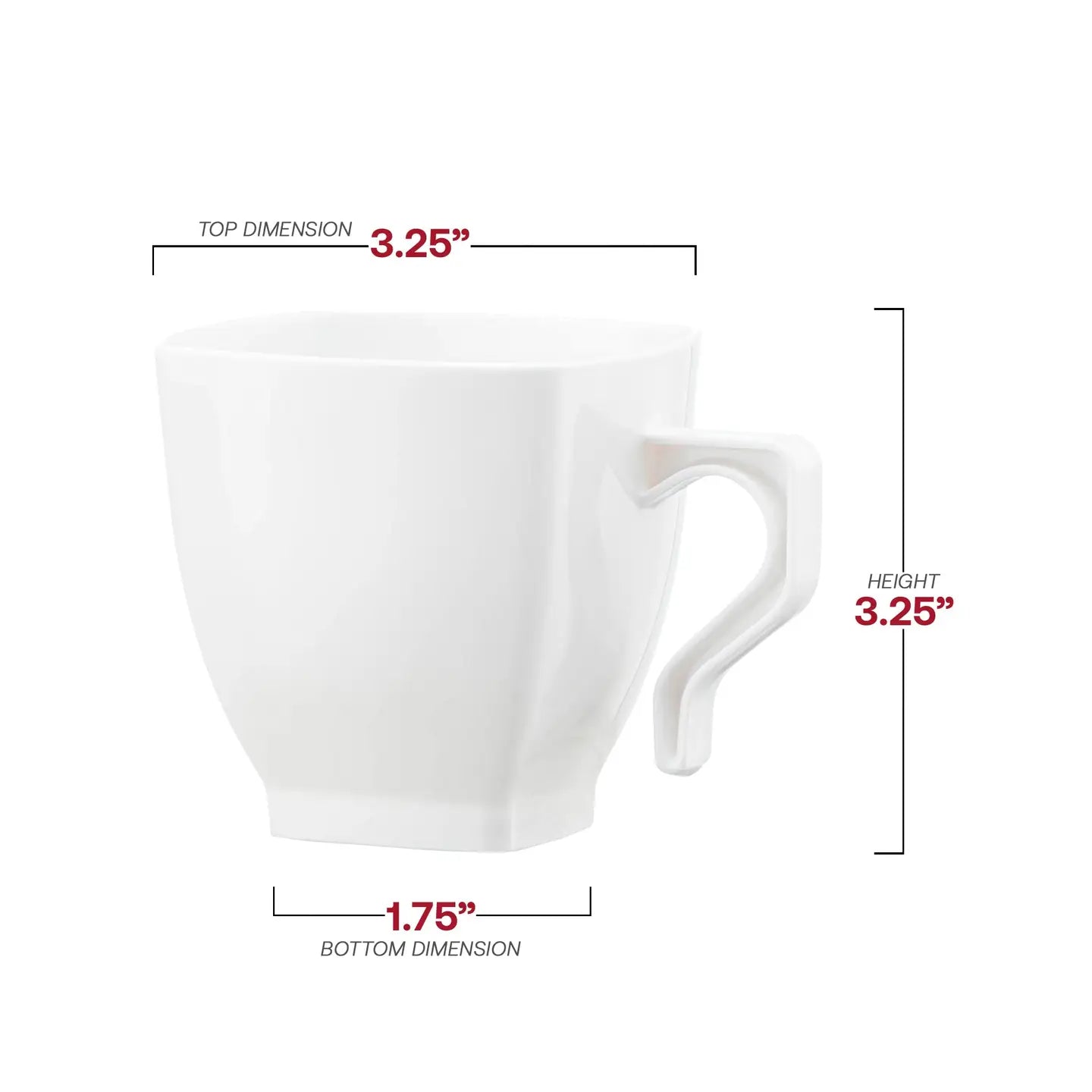 8 oz. White Square Plastic Coffee Mugs - 8 Pcs