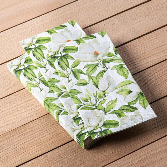 Harman 3-Ply 'White Blossom' Printed Guest Paper Napkin - S/16 (White)