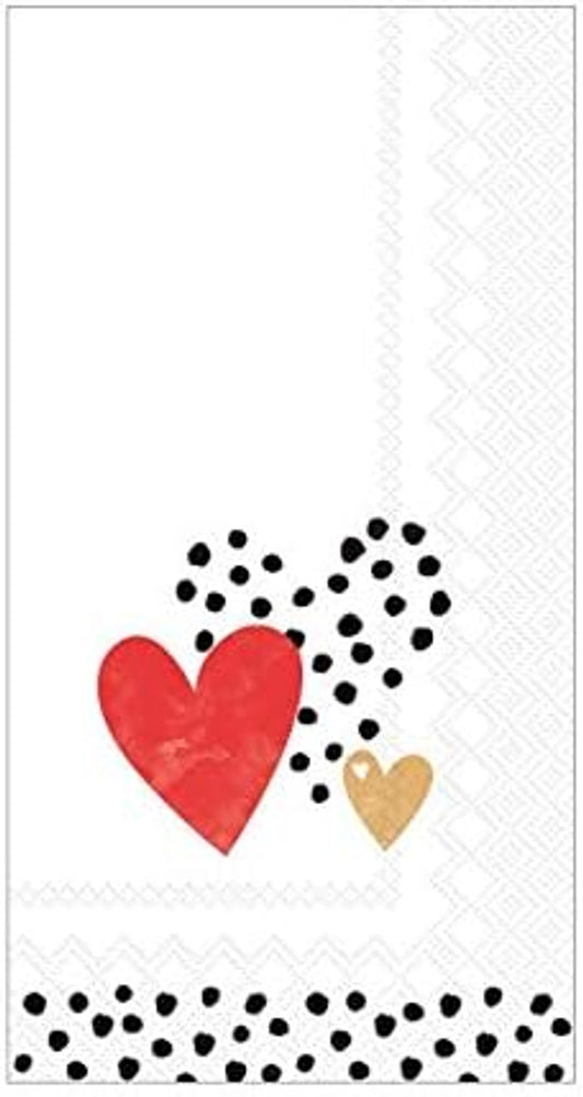 IHR 3-Ply Valentine's Day Guest Napkins, Red Heart Love You Gold Red 16-Count