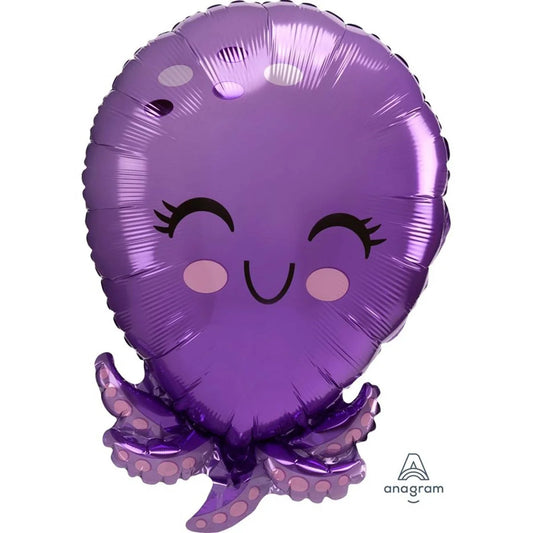 Purple Octopus Shaped Foil Balloon, 20 Inches, 1 Count