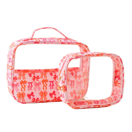 Blushing Bows Clear Cosmetic Bag Set – Travel Organizers