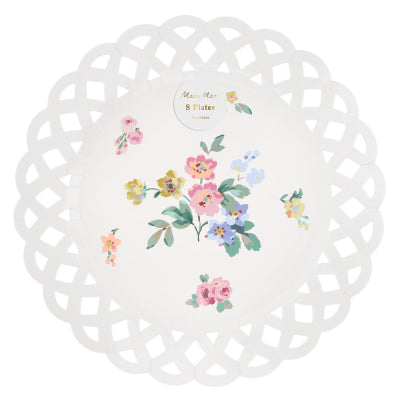 BASKETWEAVE FLORAL DINNER PLATES|MERI MERI
