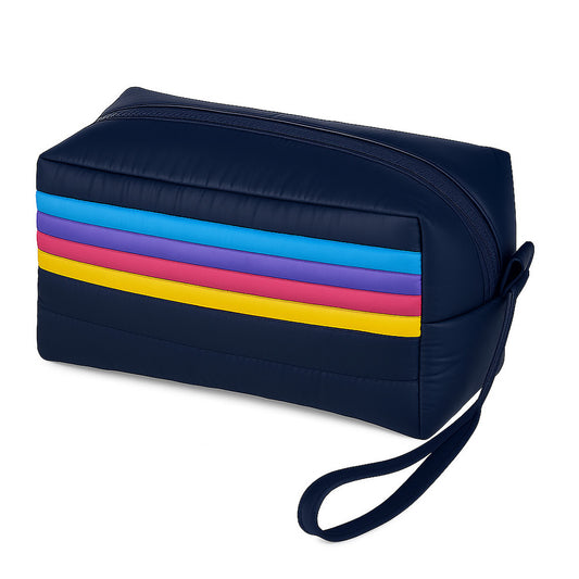 Retro Stripe Puffer Puffer Cosmetic Bag